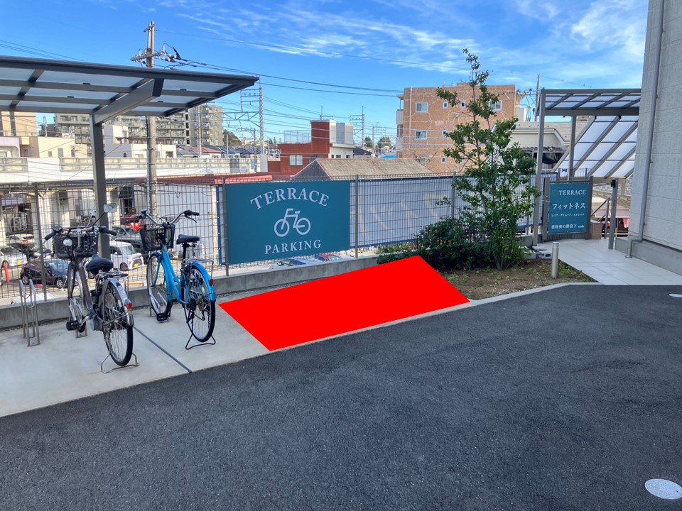 テラス,フィットネス,アクセス,入り口,駐車場,駐輪場